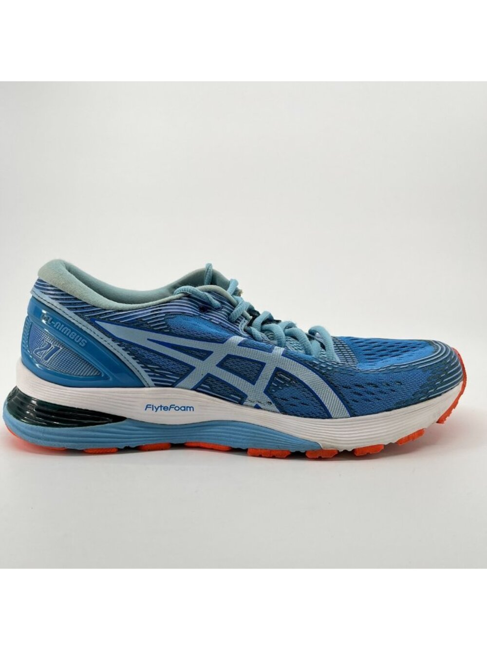 Asics Gel Nimbus 21 Womens Size 10 Blue White Athletic Running Shoes Sneakers